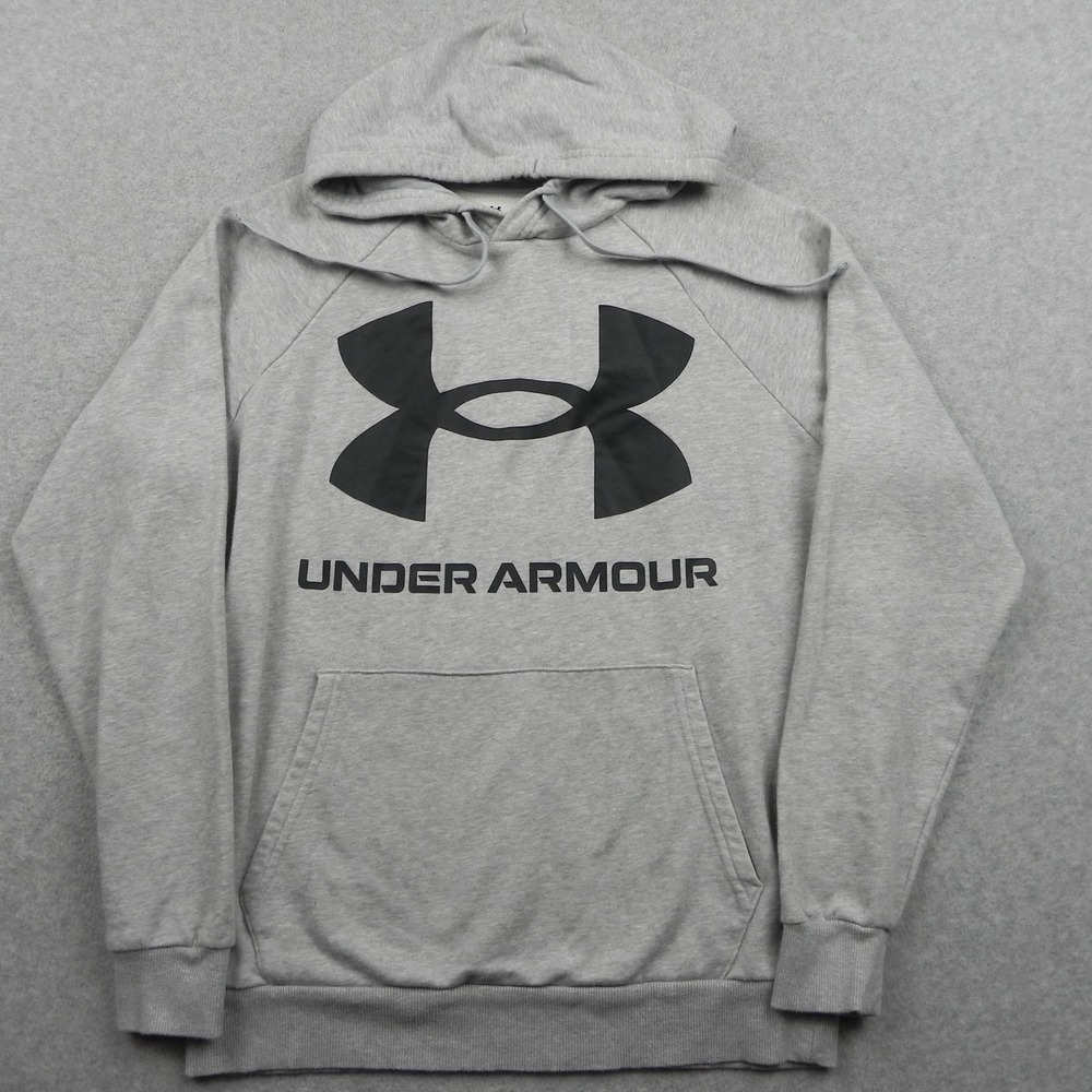 Under Armour Hoodie Mens Small Loose Pullover Fleece Sweatshirt Gray Long Sleeve